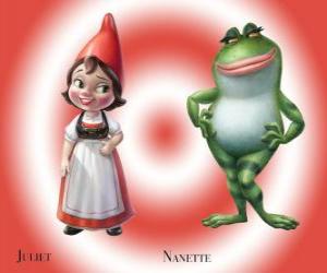 yapboz onun en iyi arkadaşı Nanette kurbağa bahçeli güzel Juliet Kırmızı Bahçe gnomes lideri kızı